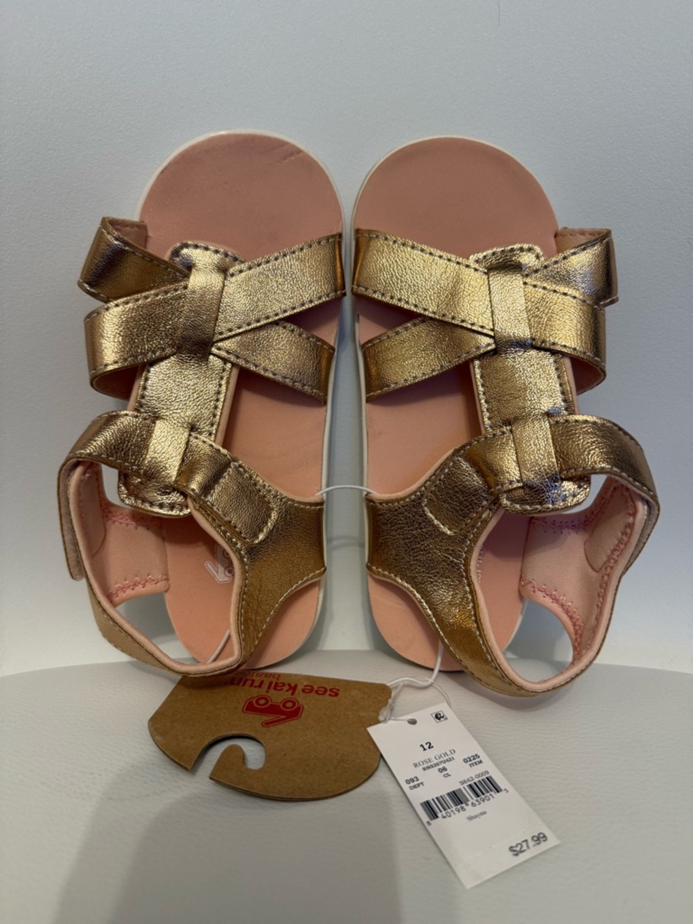 ☀️🌊See Kai Run water safe Girls Gold Sandals with Pink Footbed